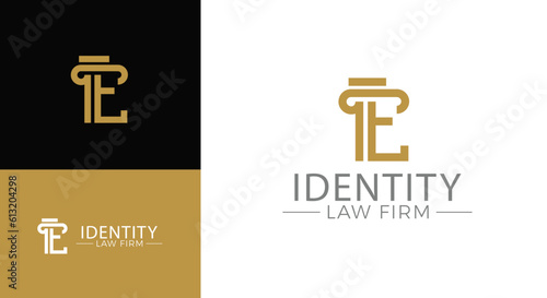 Vector greek column letter E logo design for lawyer business identity.