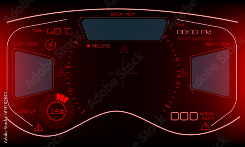 HUD sci-fi interface screen danger warning view design virtual reality futuristic technology display vector