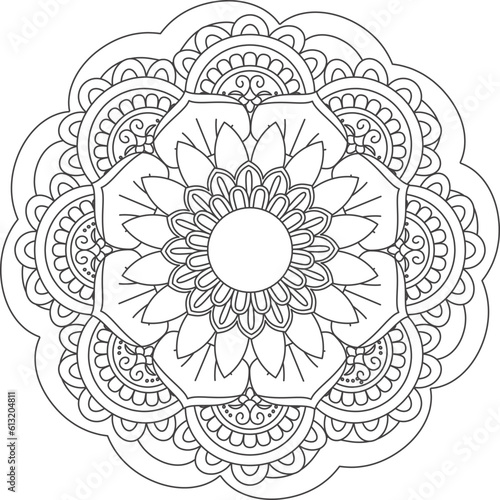 Vector illustration pattern mandala art coloring isolated on white background