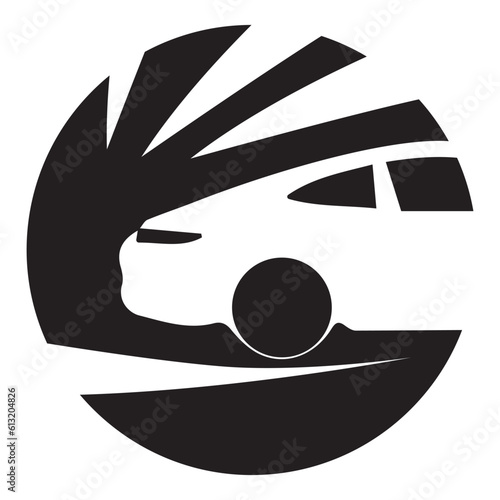 car retro design in a circle, var simple logo, car minimalist logo, retro car logo