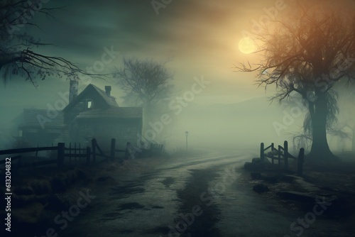 Creepy halloween background with soft fog Generative AI