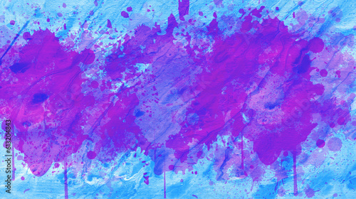 Fototapeta Naklejka Na Ścianę i Meble -  Top view, Abstract blurs watercolor ink brush splash purple color on cyan background texture design blank for text, Web background concept or brochure, polka dot, gradiant backdrop, stock photo