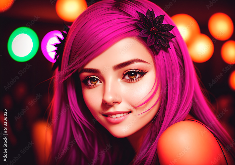 Beautiful girl at a nightclub party. A woman poses at a social event. Generative AI Beautiful girl at a nightclub party. A woman poses at a social event. Generative AI
