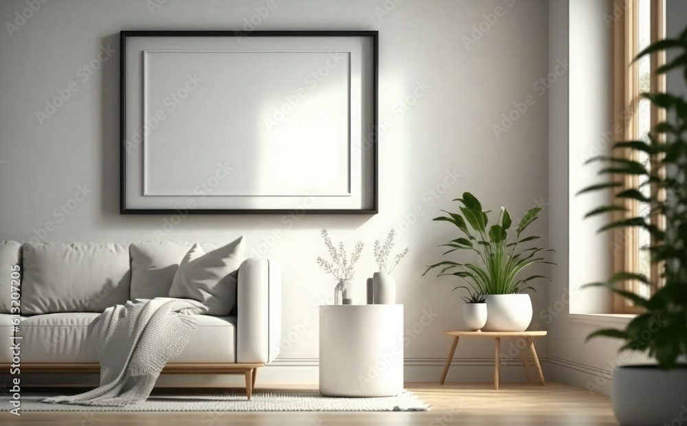 Empty picture frame mockup on a wall vertical frame mockup in modern minimalist interior with plant in trendy vase on wall background, Template for painting, photo or poster Empty picture frame mockup on a wall vertical frame mockup in modern minimalist interior with plant in trendy vase on wall background, Template for painting, photo or poster