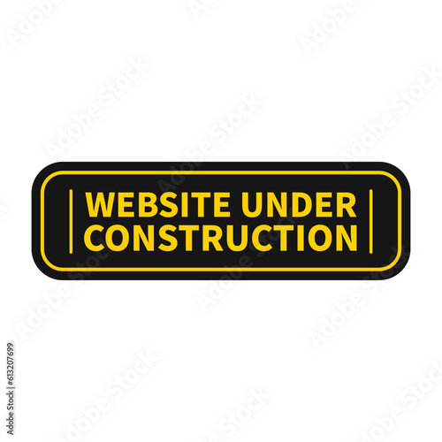 Website Under Construction In Black Color And Rectangle Shape With Yellow Line For Announcement
