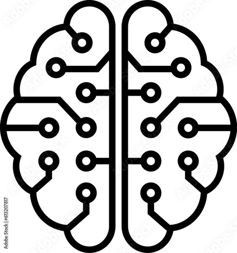 Human cybernetic human brain icon in outline style.