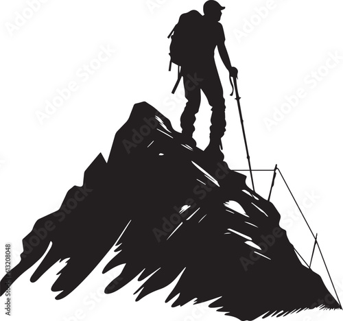 Climbing the mountain, man climbing a mountain, Vector illustration, SVG