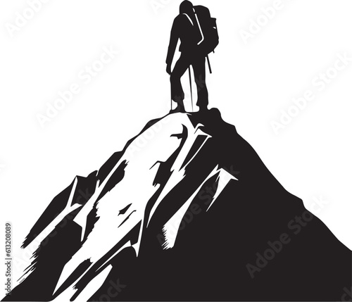 Climbing the mountain, man climbing a mountain, Vector illustration, SVG