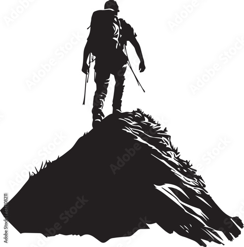 Climbing the mountain, man climbing a mountain, Vector illustration, SVG
