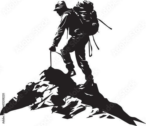 Climbing the mountain, man climbing a mountain, Vector illustration, SVG