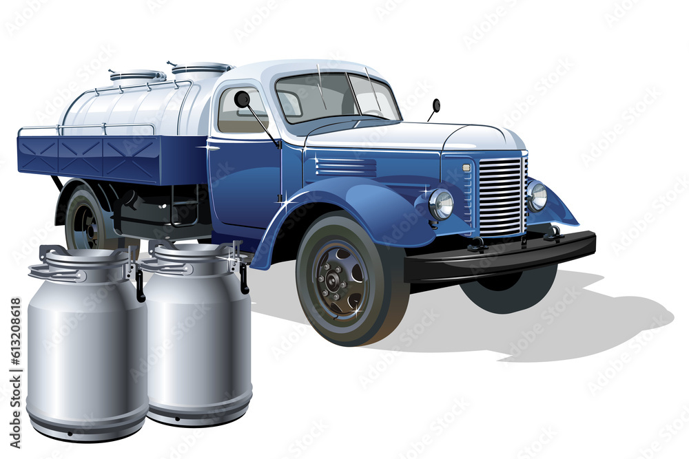 Retro tanker truck isolated on transparency background. PNG format