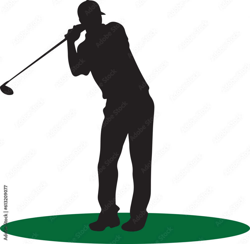 Naklejka premium Man play golf, Golf player silhouette, Vector illustration, SVG