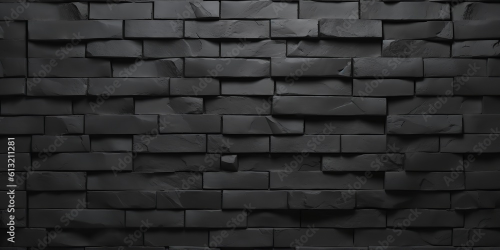 Brick wall in the backdrop is dark and black. Generative Ai.