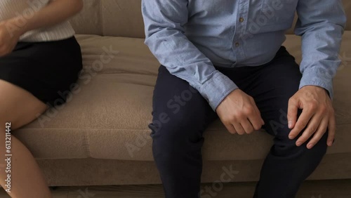 During the lunch break, the boss began to molest his secretary. He touches her knee with his hand, she began to resist and abruptly moved away from him and removed her hand. Harassment at work, abuse