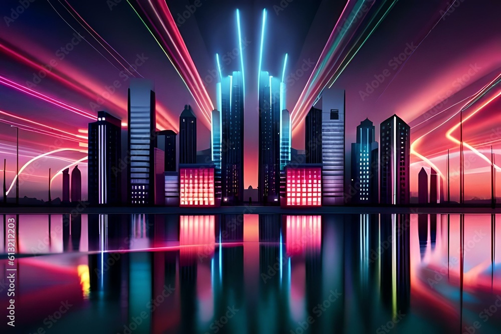 night city skyline illustration generated by Ai 