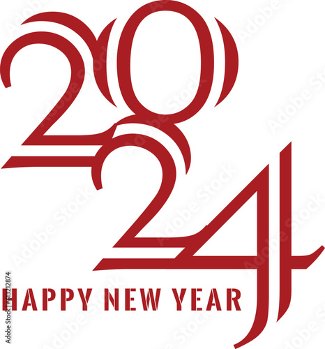 Happy new year 2024 design. With colorful truncated number illustrations. Premium vector design for poster, banner, greeting and new year 2024 celebration P6