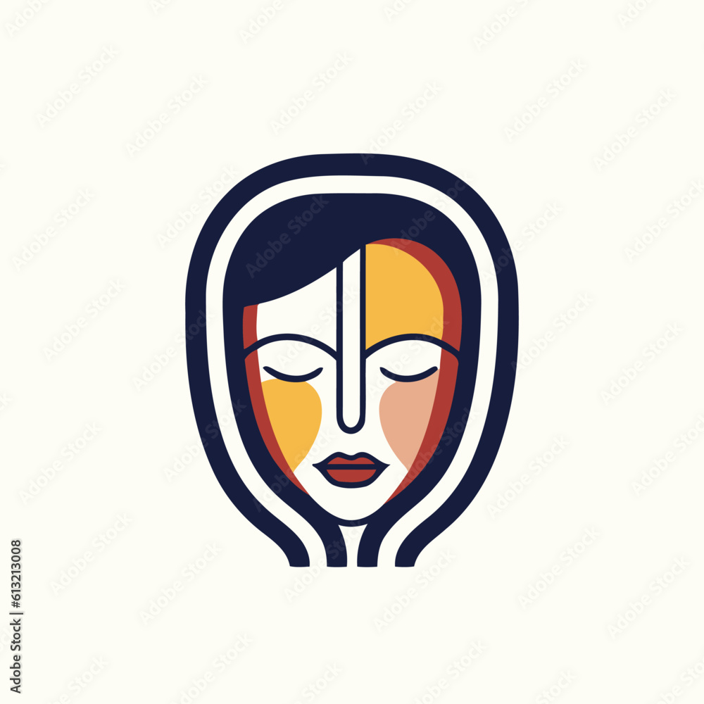 Logo of the face of a woman in a mask. Vector illustration Logo of the face of a woman in a mask. Vector illustration