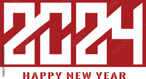 Happy new year 2024 design. With colorful truncated number illustrations. Premium vector design for poster, banner, greeting and new year 2024 celebration P1