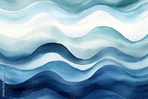 Minimal light and dark blue simple soft aerial ocean wave watercolor texture Generative AI