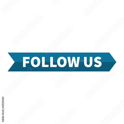 Follow Us In Blue Duo Color And Right Arrow Rectangle Shape For Advertising
