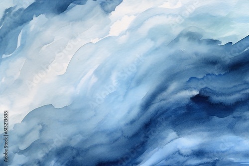 Minimal light and dark blue simple soft aerial ocean wave watercolor texture Generative AI