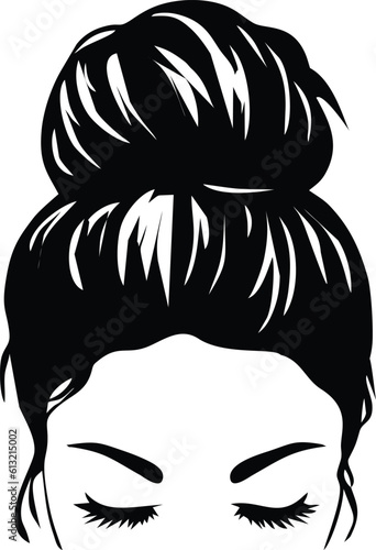 Vector illustration woman hair tied isolated on white background