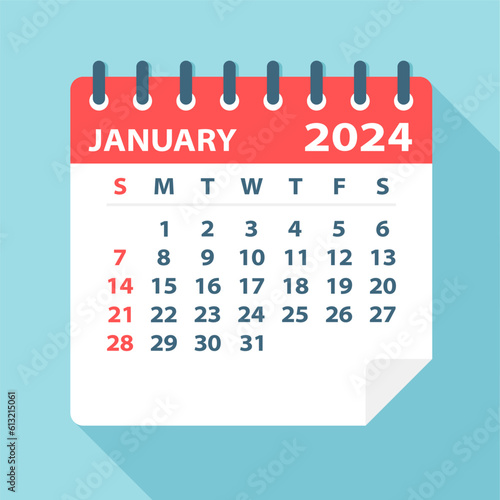 January 2024 Calendar Leaf - Vector Illustration