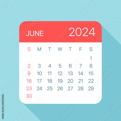 June 2024 Calendar Leaf - Vector Illustration