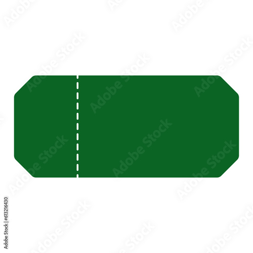 Coupon Ticket In Green Color And Unique Rectangle Shape For Advertising
