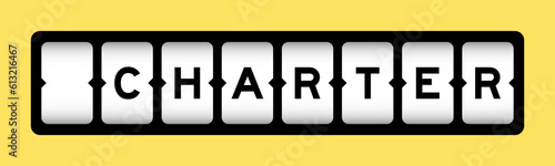 Black color in word charter on slot banner with yellow color background