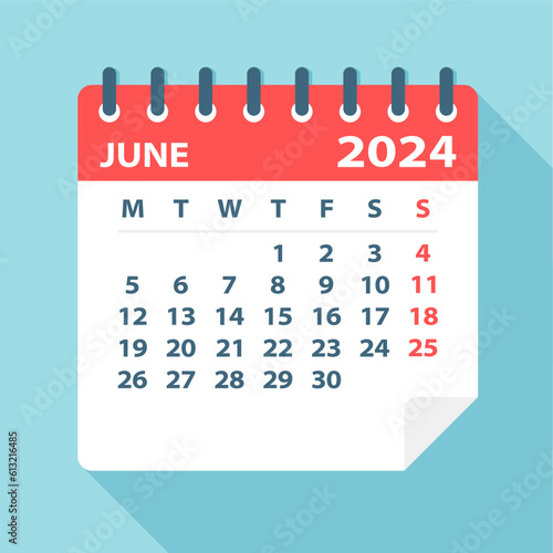 June 2024 Calendar Leaf - Vector Illustration