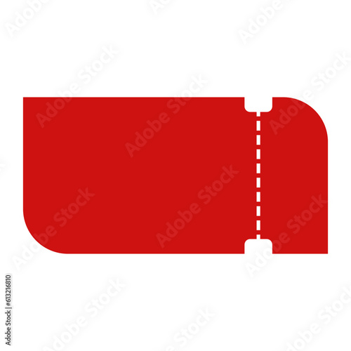 Coupon Ticket In Red Color And Unique Rectangle Shape For Advertisement
