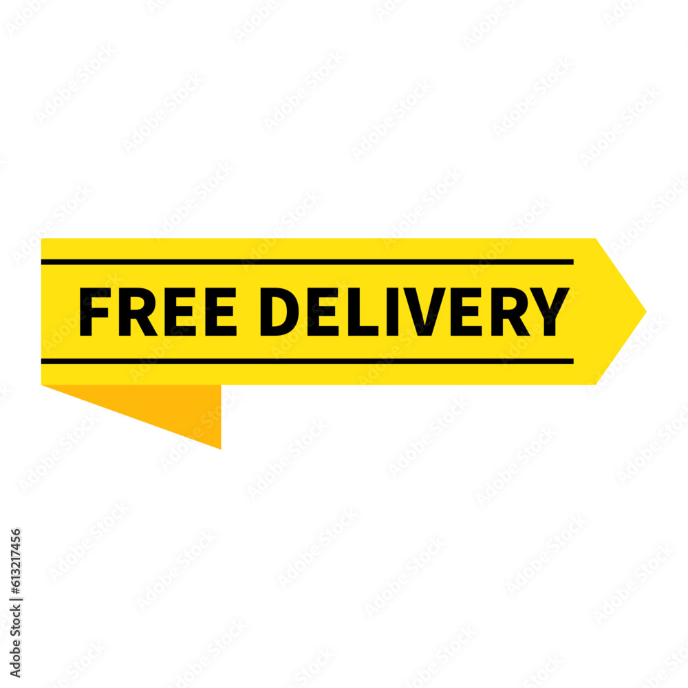 Free Delivery In Yellow Color And Rectangle Ribbon Shape With Black Line For Promotion
Free Delivery In Yellow Color And Rectangle Ribbon Shape With Black Line For Promotion