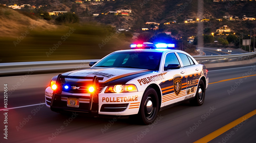 Emergency vehicle with sirens on the highway can be described as Emergency vehicle with sirens on the highway can be described as