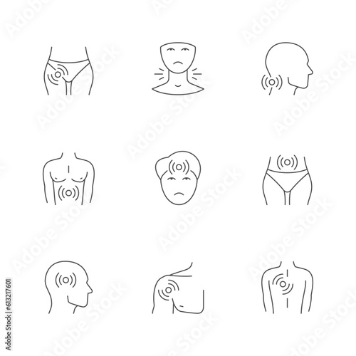 Set line icons of body pain