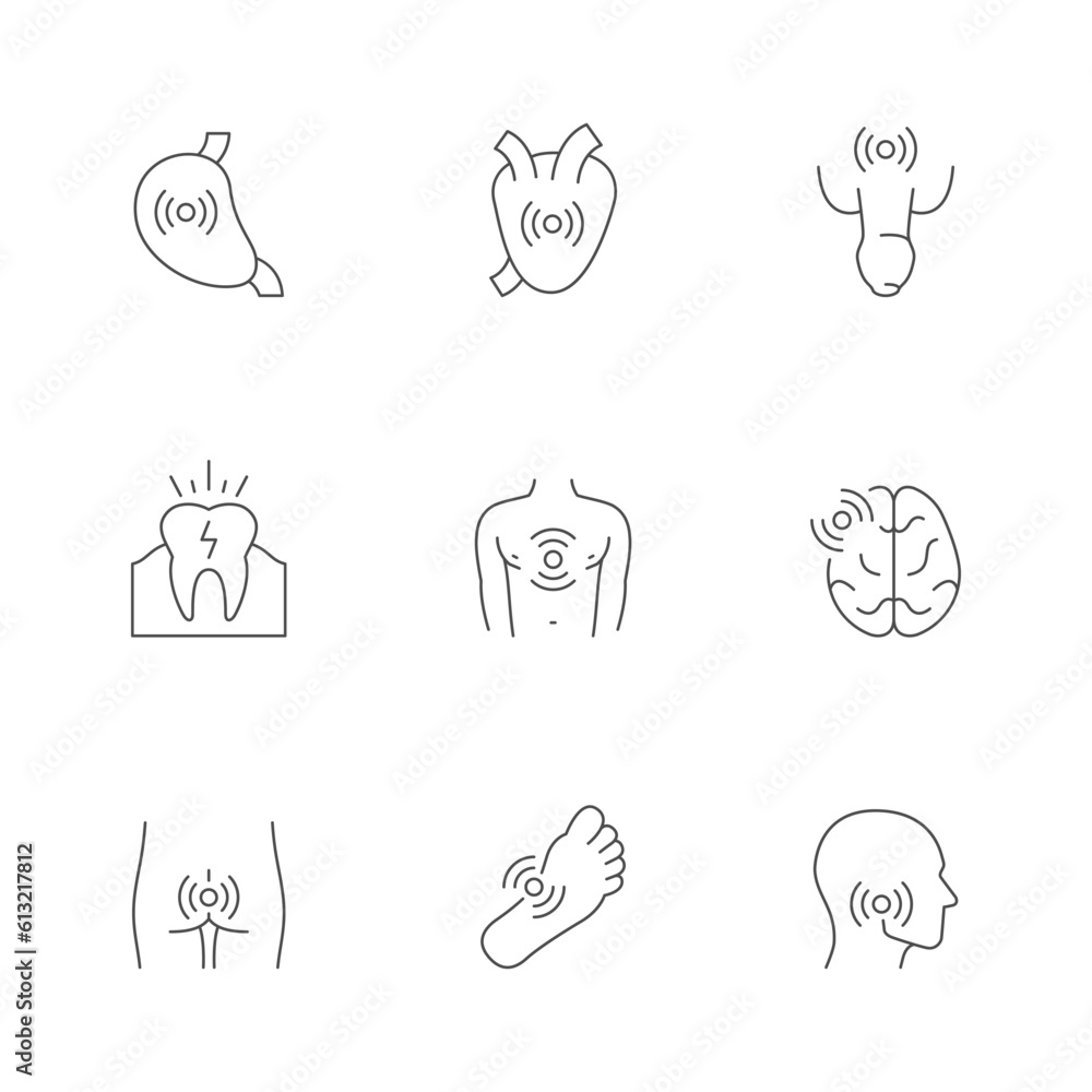 Set line icons of body pain Set line icons of body pain