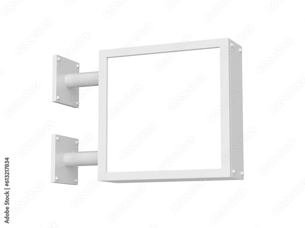 Double sided Back lit signage square board, led glow advertising board, vinyl company sign. 3d illustration. Double sided Back lit signage square board, led glow advertising board, vinyl company sign. 3d illustration.
