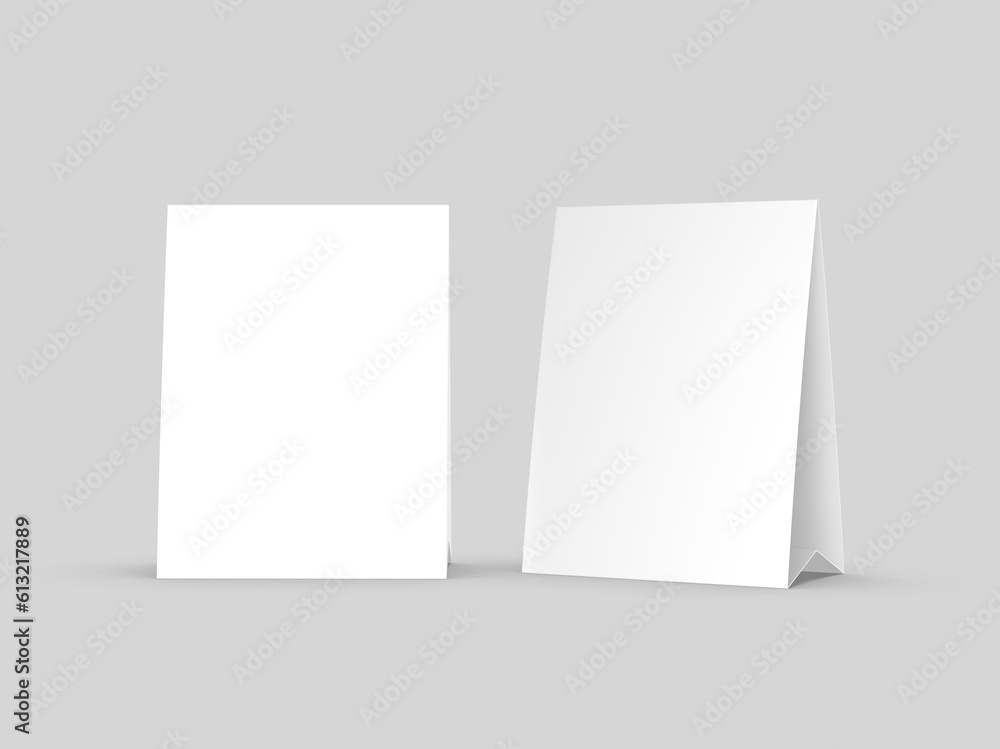 Table tent card template. Blank white 3d illustration. Table tent card template. Blank white 3d illustration.
