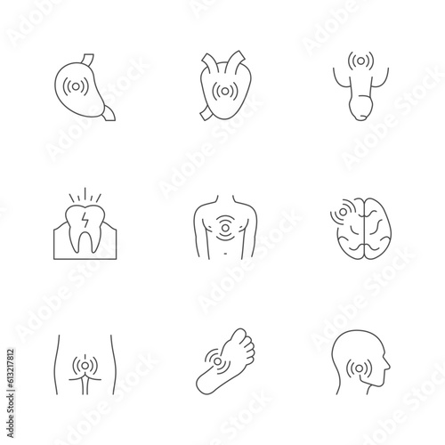 Set line icons of body pain