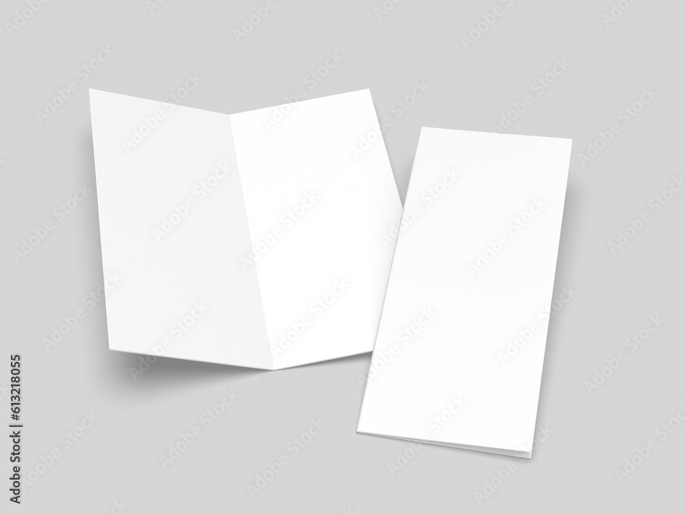 Half fold brochure blank white template for mock up and presentation design. 3d illustration. Half fold brochure blank white template for mock up and presentation design. 3d illustration.