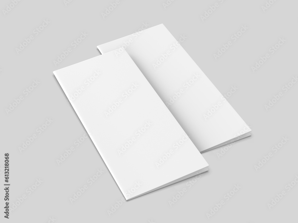 Half fold brochure blank white template for mock up and presentation design. 3d illustration. Half fold brochure blank white template for mock up and presentation design. 3d illustration.
