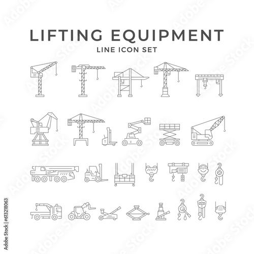Set line icons of lifting equipment