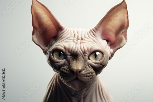 Very intimidating look of sphynx cat on white background Generative AI