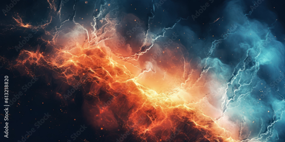 Illuminated Atmosphere: Abstract Background with Glowing Lightnings. Generative AI.