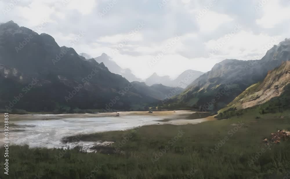 The Immersive Beauty of Rugged Landscapes: Mountains, Valleys, Rivers, and Clouds, The Raw Beauty of Nature The Immersive Beauty of Rugged Landscapes: Mountains, Valleys, Rivers, and Clouds, The Raw Beauty of Nature