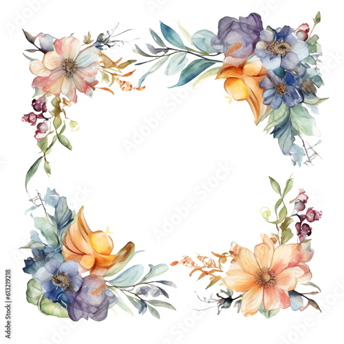 compose of a captivating border fram in watercolor desing isolated against transparent background