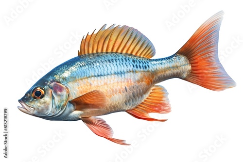 drawing of colored fish isolated on white background. Generated by AI. © Fotograf