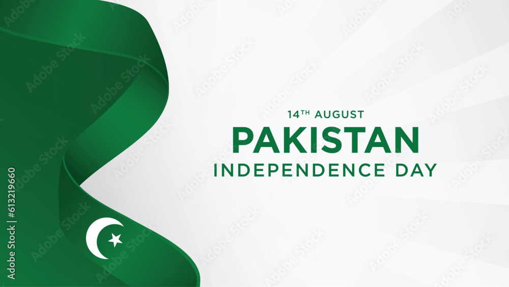 14th August happy independence day Pakistan with waving flag. vector illustration design - obrazy, fototapety, plakaty 