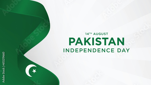 14th August happy independence day Pakistan with waving flag. vector illustration design