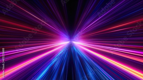 Abstract background with light rays. Abstract neon beams in motion. Long exposure bright colors background. Glowing wallpaper. generative AI